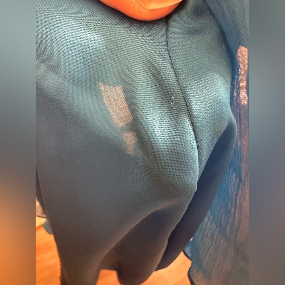 Hot in Hollywood Blue Ruffle Cold Shoulder Blouse - Picture 8 of 11